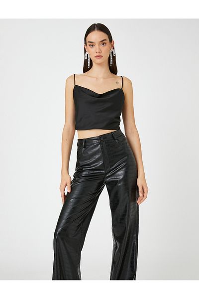 Koton Abendkleidbluse aus Satin mit Trägern und Raffdetail am Rücken