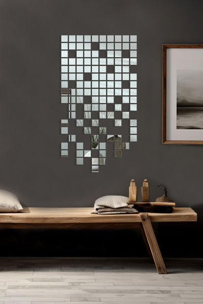 Decorita Dekoratif Mozaik Ayna | Düz Ayna | 4mm Kare Şekilli Kırık Ayna | 100...