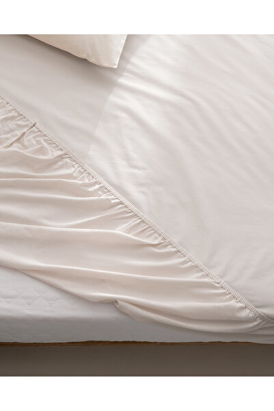 Madame Coco Manon King Size Plus 100% Cotton Ranforce Fitted Sheet - Stone