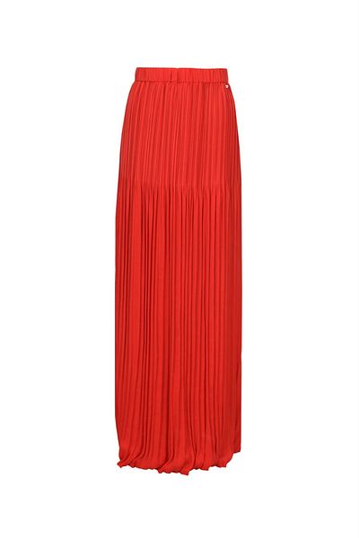 Escada Sport Elastic Waist Pleated Long Length Red Skirt