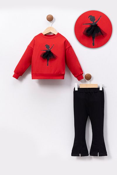 Riffy Baby Print Detailed Oversize Fit Swit-Spanish Leg Leggings Set