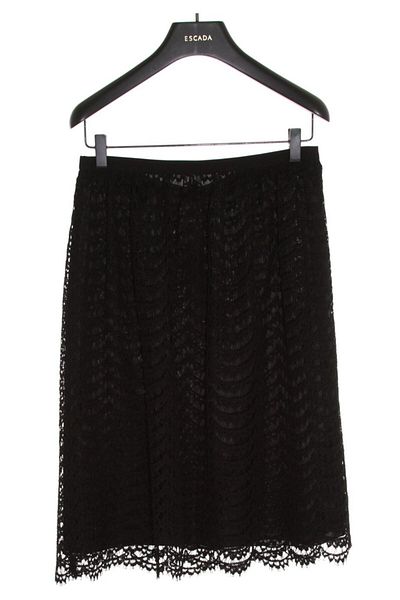 Escada Lace Medium Length Black Cotton Skirt