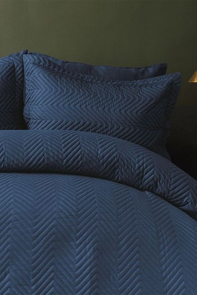 İssimo Home Σετ μονό κάλυμμα κρεβατιού Simply Navy Blue Cotton Satin