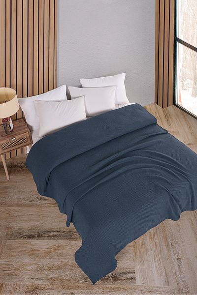 Evim Cotton Maya Indigo Multi-Purpose Bedspread Double - 200X230 cm