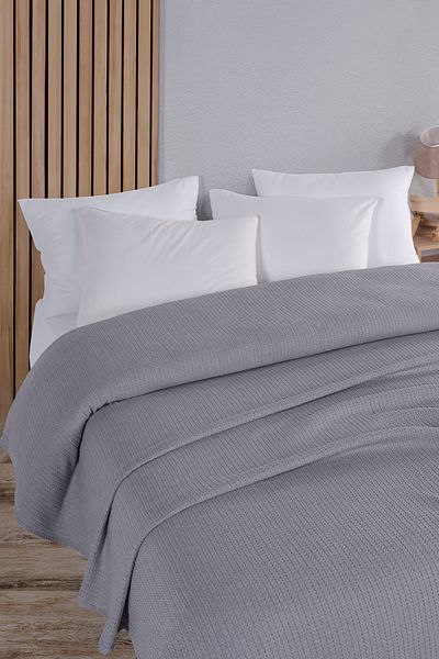 Evim Cotton Maya Gray Multi-Purpose Bedspread Double - 200X230 cm