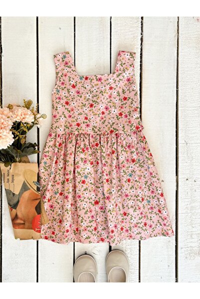 KÜÇÜĞÜM BUTİK Κρεμαστό Gilet με λουλουδάτο μοτίβο σε πούδρα για κορίτσι