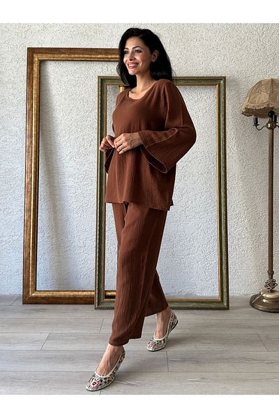 KÜÇÜĞÜM BUTİK Brown Muslin Casual Set