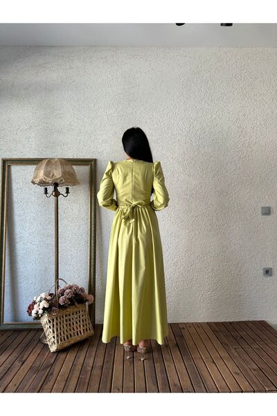 KÜÇÜĞÜM BUTİK Φόρεμα λαδί με φουσκωτή ποπλίνα Hijab