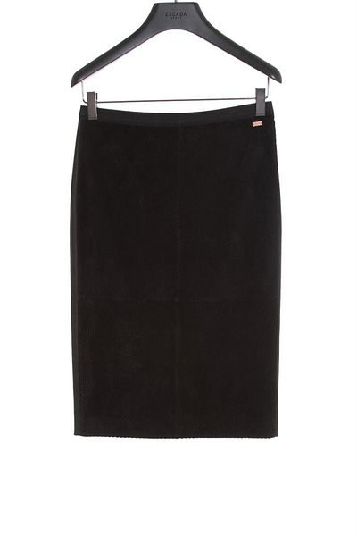 Escada Sport Elastic Waist Midi Length Nubuck Black Skirt