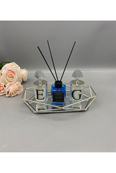 gifthomeshop Oda Kokulu Ve tepsili , Mumluklu Standlı Aksesuar Seti