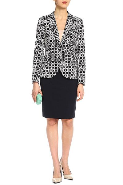 Escada Zippered High Waist Medium Length Navy Blue Pencil Skirt