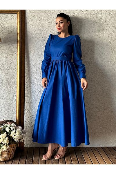 KÜÇÜĞÜM BUTİK Φόρεμα Saks Blue Flared Poplin Hijab