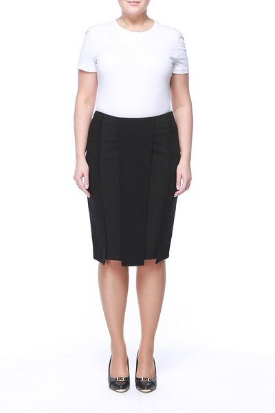 Escada Medium Length Black Wool Skirt with Detail on the Front