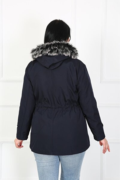 By Alba Collection Жіноче темно-синє пальто з водовідштовхувальним водовідштовхувальним тканиною Bondite великого розміру з кишенями