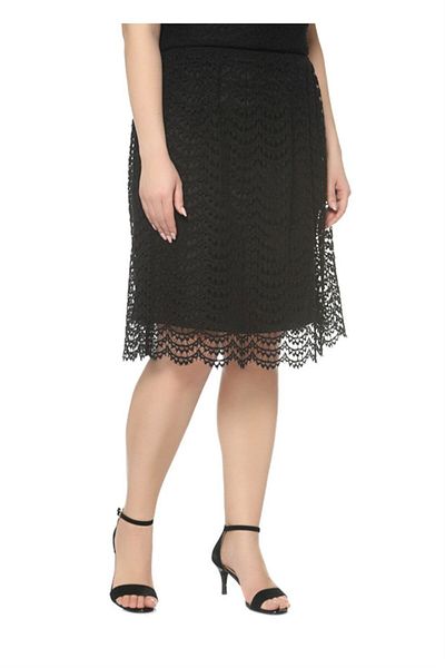 Escada Lace Medium Length Black Cotton Skirt