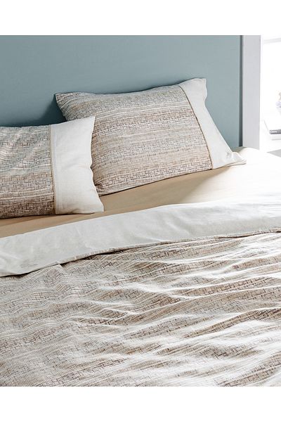 Madame Coco Burnel Double 100% Cotton Crep Printed Duvet Cover Set - Beige