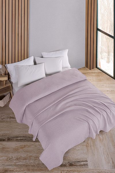 Evim Cotton Maya Light Lilac Pique Bedspread Double - 200X230 cm
