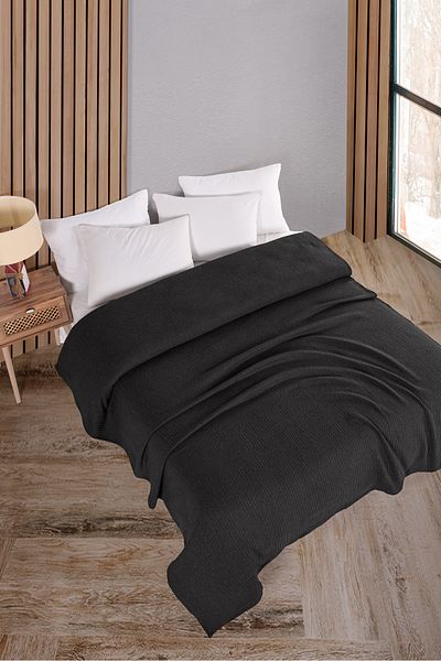 Evim Cotton Maya Anthracite Multi-Purpose Bedspread Double - 200X230 cm