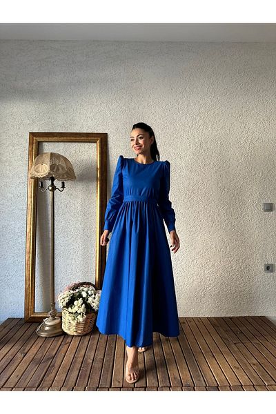 KÜÇÜĞÜM BUTİK Φόρεμα Saks Blue Flared Poplin Hijab