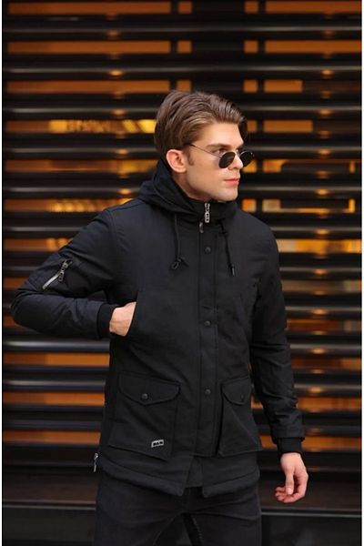 alaska the last frontier Alaska Slim Fit Ανθεκτικό στο κρύο και στο νερό Oxford υφασμάτινο κοντό παλτό Parka με κουκούλα --μαύρο--