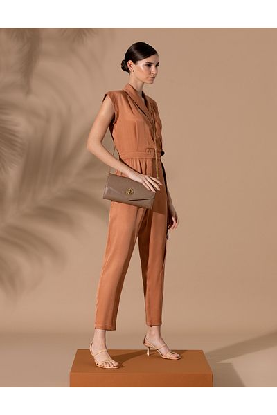 Pierre Cardin Brown Comfort Fit Woven Jumpsuit 50262644 -Vr233