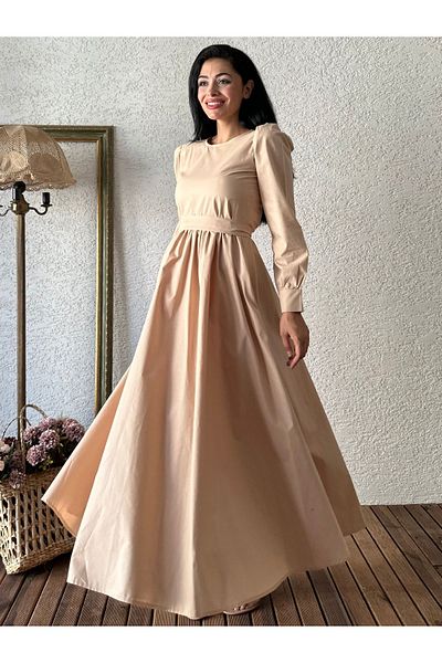 KÜÇÜĞÜM BUTİK Φόρεμα από ποπλίνα σε κρεμ χρώμα Hijab