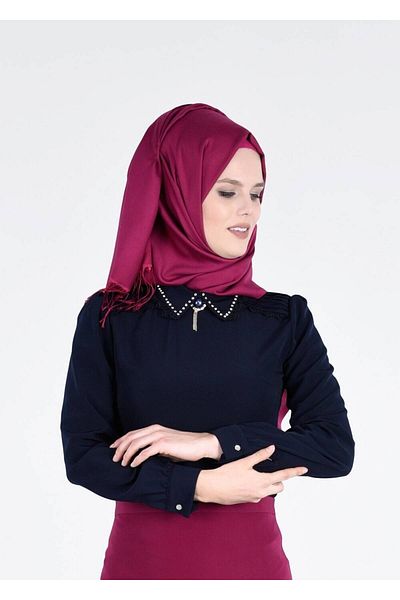 TRENDTESETTÜR Γυναικεία μπλούζα Navy Blue (K.LACIVERT) με λεπτομέρεια από πέτρα 4437
