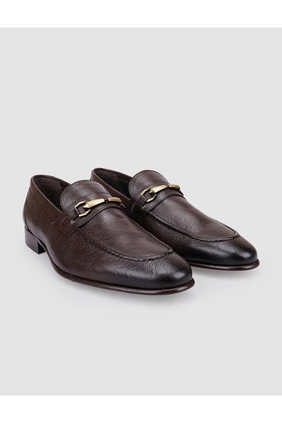 Cabani 100% Genuine Leather Brown Buckle Men's Classic Shoes