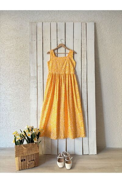 KÜÇÜĞÜM BUTİK Sarı Papatya Desenli Poplin Jile