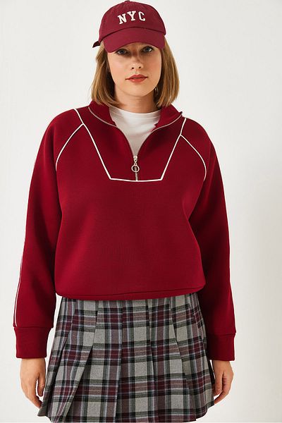 Bianco Lucci Hanorac oversize cu jumătate de fermoar pentru femei MB-5386 60251896