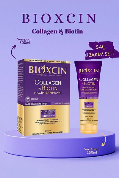 Bioxcin Shampoo & Cream Hair Care Set with Collagen & Biotin for Thin and Sparse Hair