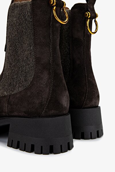 Valmenti Kadın Hakiki Deri Gri Düz Bot