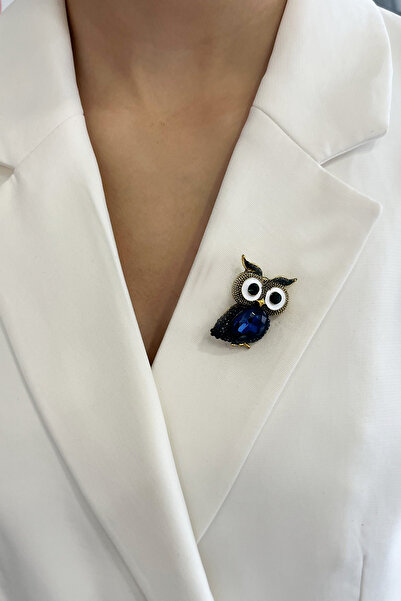 Modex Taşlı Baykuş Broş (En:3 cm Boy:3 cm)