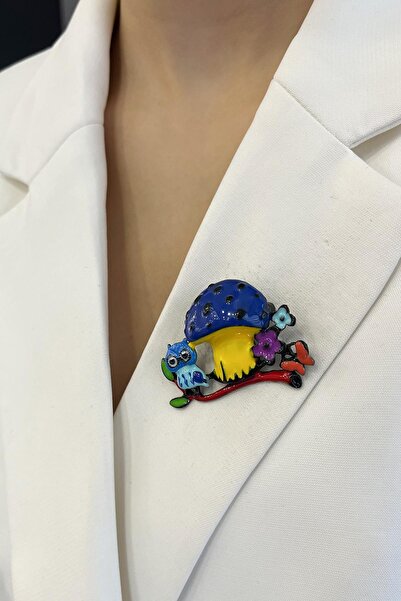 Modex Renkli Mineli Sevimli Mantar Broş (5cm)