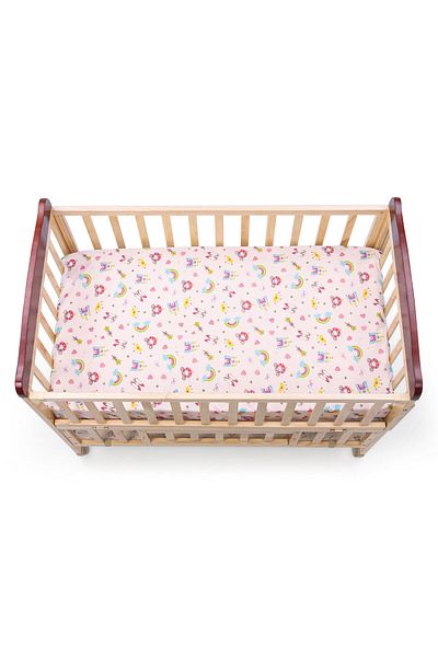 Babyhug Babyhug Cotton Castle Princess Crib Sheets - Set of 2, Soft Nursery Bedding, 0-12 Months (165x106cm)