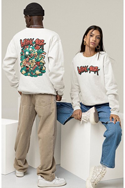 Fuddy Moda Hanorac unisex Blink182 V2 cu imprimeu pe spate fără glugă, hanora...