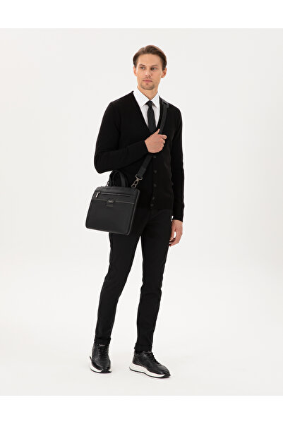 Pierre Cardin Μαύρο παντελόνι από καμβά με ελαστική μέση και κορδόνια 5029593...