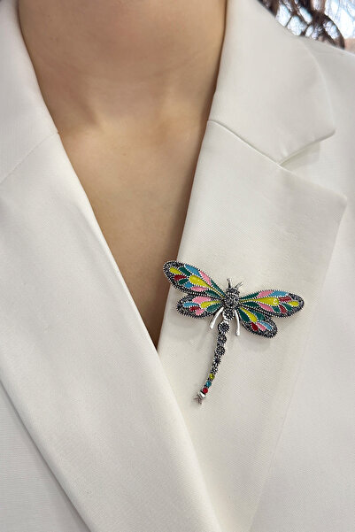 Modex Renkli Mineli Yusufçuk Broş (En:6cm Boy:5cm)