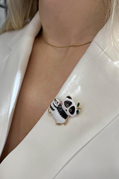 Modex Mineli Panda Broş (Ölçü:2,5 cm)