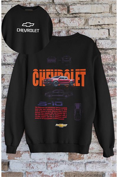 Fuddy Moda Unisex S-10 Classic - Oversize Hoodless Sweatshirt with Back and Car Print