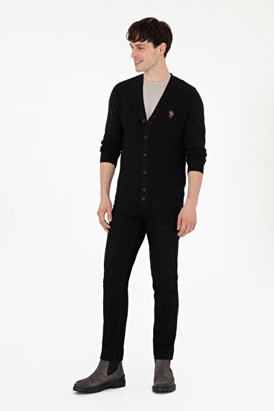 U.S. Polo Assn. Erkek Siyah Basic Triko Hırka 50288878-VR046