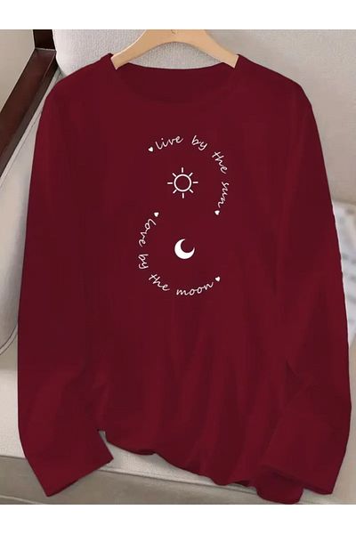 Bay Şapkacı Silky Women's Long Sleeve Crew Neck Patterned Viscose Blouse