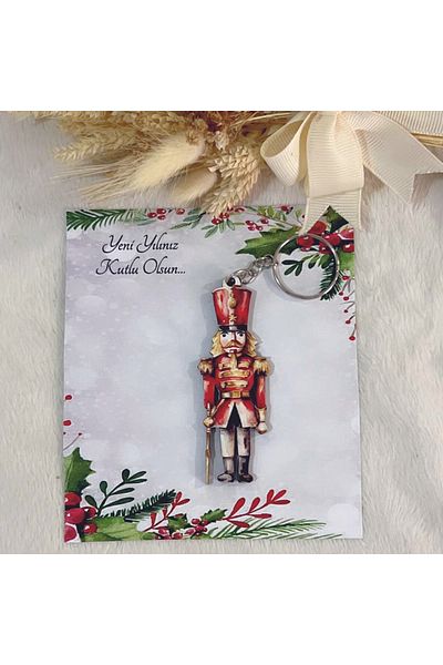 Ege ajans 10Pcs (with Card and Gelatin) New Year's Concept Wooden Keychain