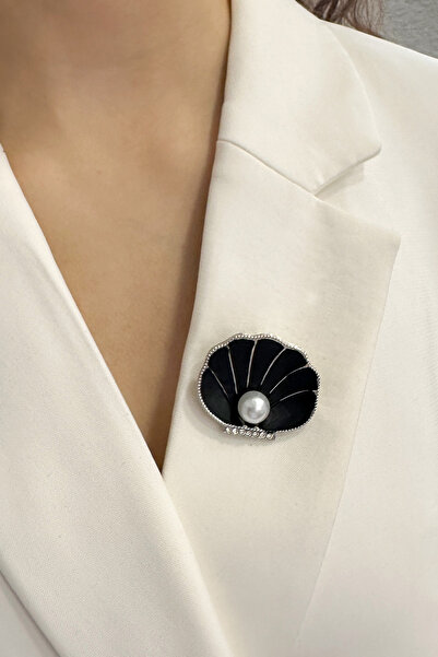 Modex İncili Midye Kabuğu Broş (Ölçü:3 cm)