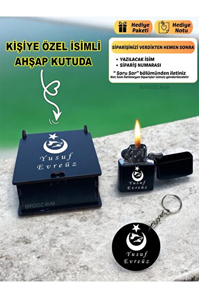 birdoz avm Kişiye Özel Isimli Hediyelik Ülkücü Kurt Siyah Benzinli Çakmak Ve ...