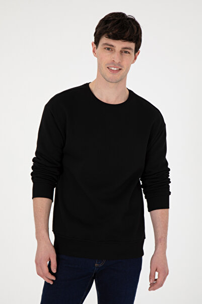 U.S. Polo Assn. Erkek Comfort Fit Bisiklet Yaka Siyah Sweatshirt 50293438-VR046