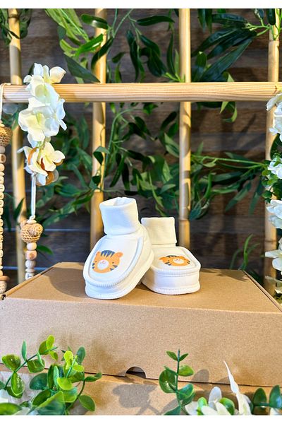 Renkli Puset Newborn Baby Booties 100% Cotton Cute Cat Tiger
