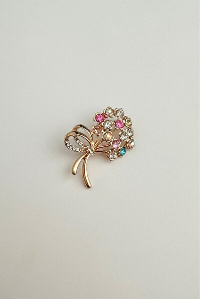 Modex Renkli Taşlı Buket Broş (en:2,5 Cm Boy:4 Cm)