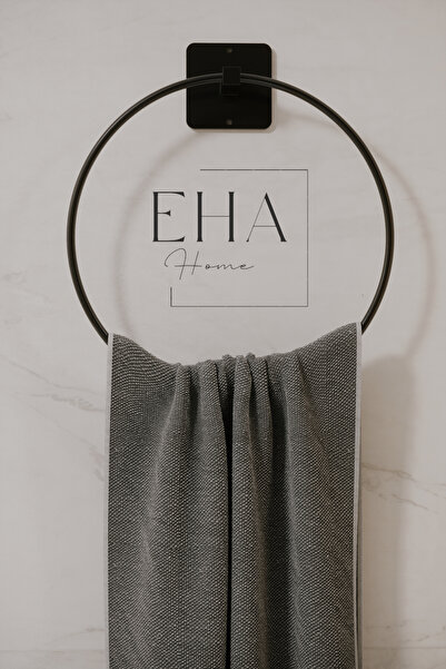 EHA HOME Siyah Yapışkanlı Yuvarlak Havluluk Yapışkanlı Vidalı Banyo Havlu Askısı