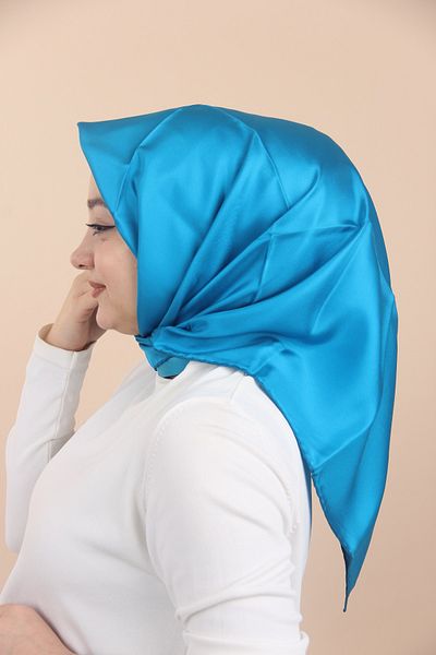 Levidor Eșarfă de mătase din twill albastru închis